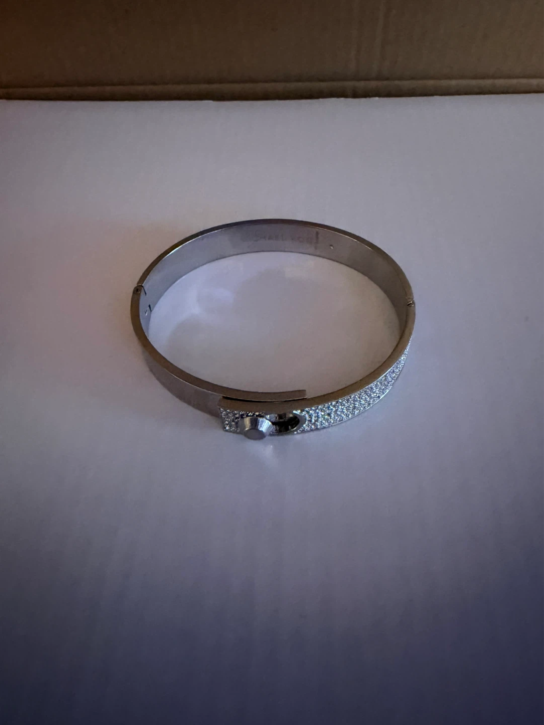 Michael Kors Silver Tone Pavé Hinged Bangle Bracelet - photo 3