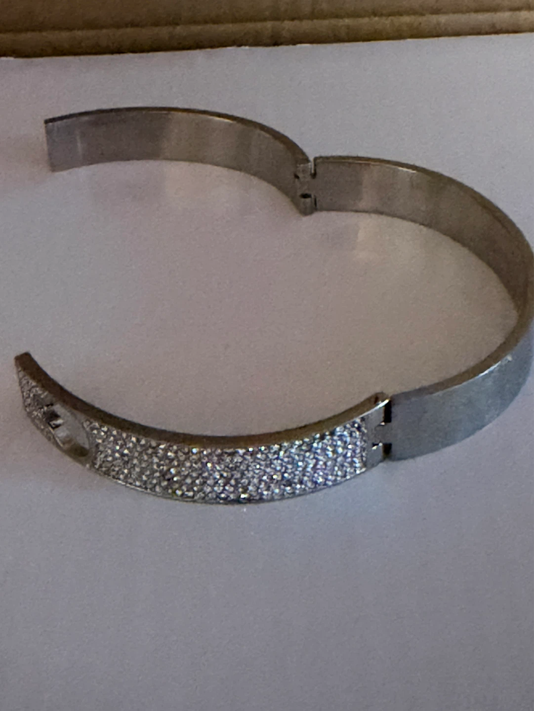 Michael Kors Silver Tone Pavé Hinged Bangle Bracelet - photo 2