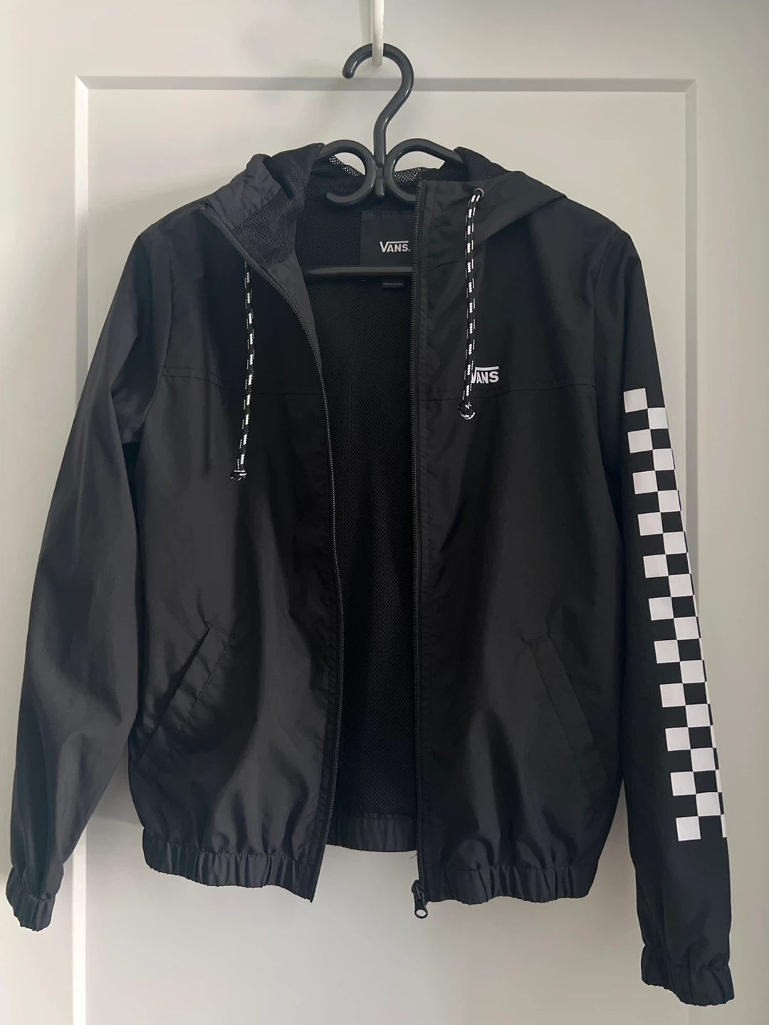 Vans Black Checkerboard Sleeve Windbreaker