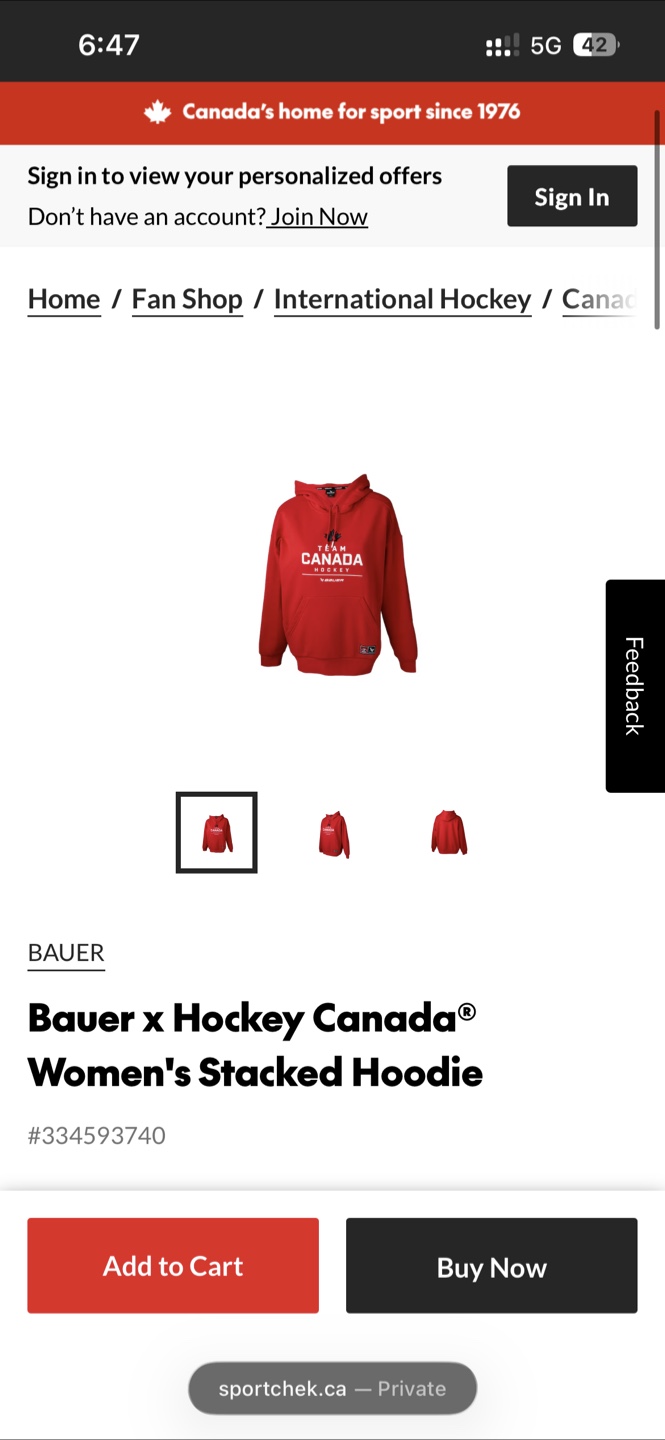 Bauer x Hockey Canada Women's Stacked Hoodie