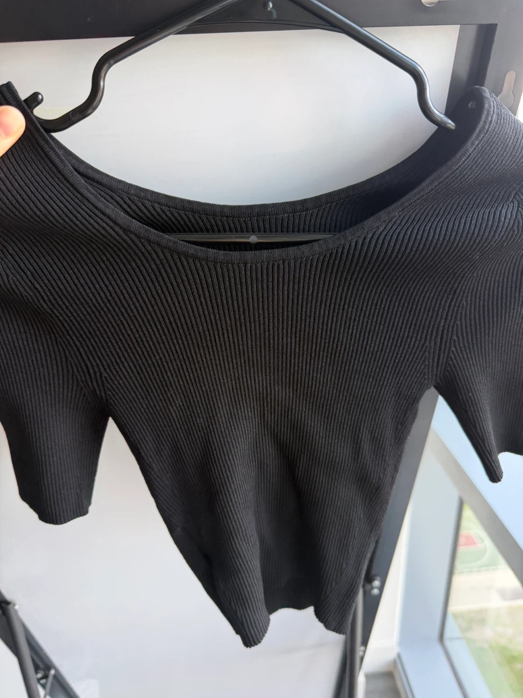 Mixed Black Ribbed Crop Tops - Size S