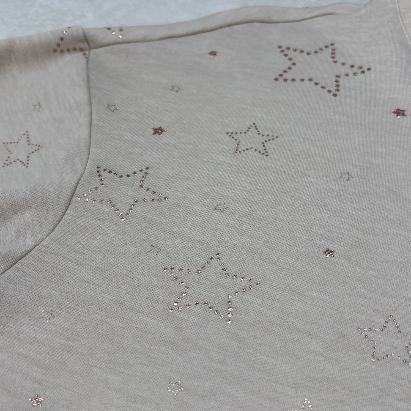George Cream Rose Gold Star Henley Sweatshirt Size XL Pullover - photo 3