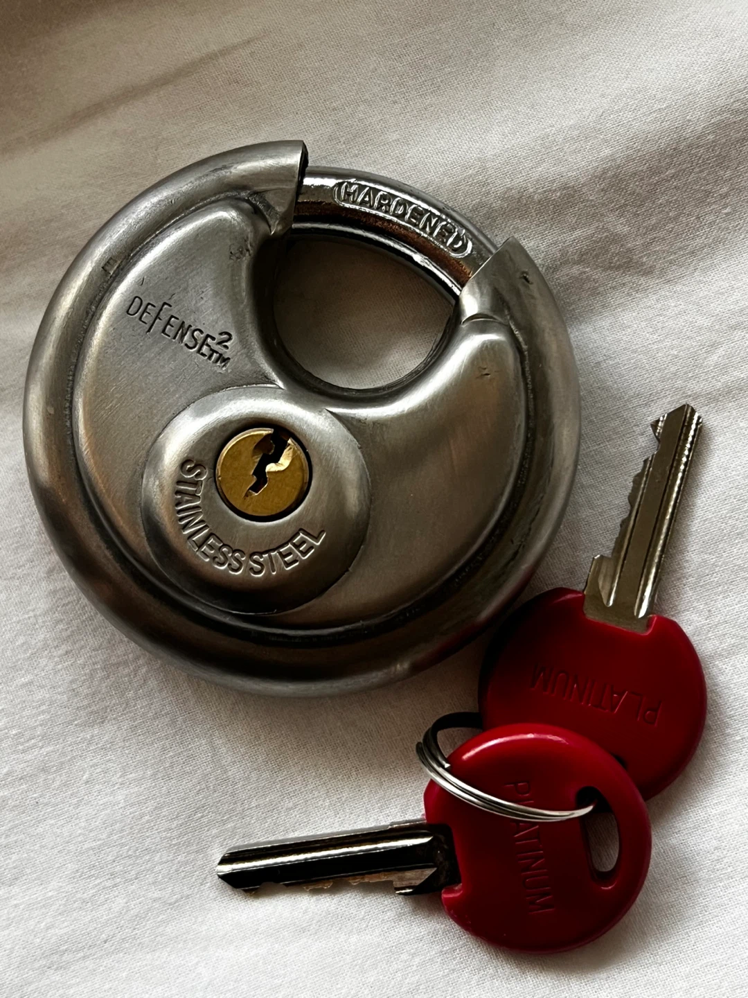 Defense Platinum Stainless Steel Disc Lock with 2 Keys