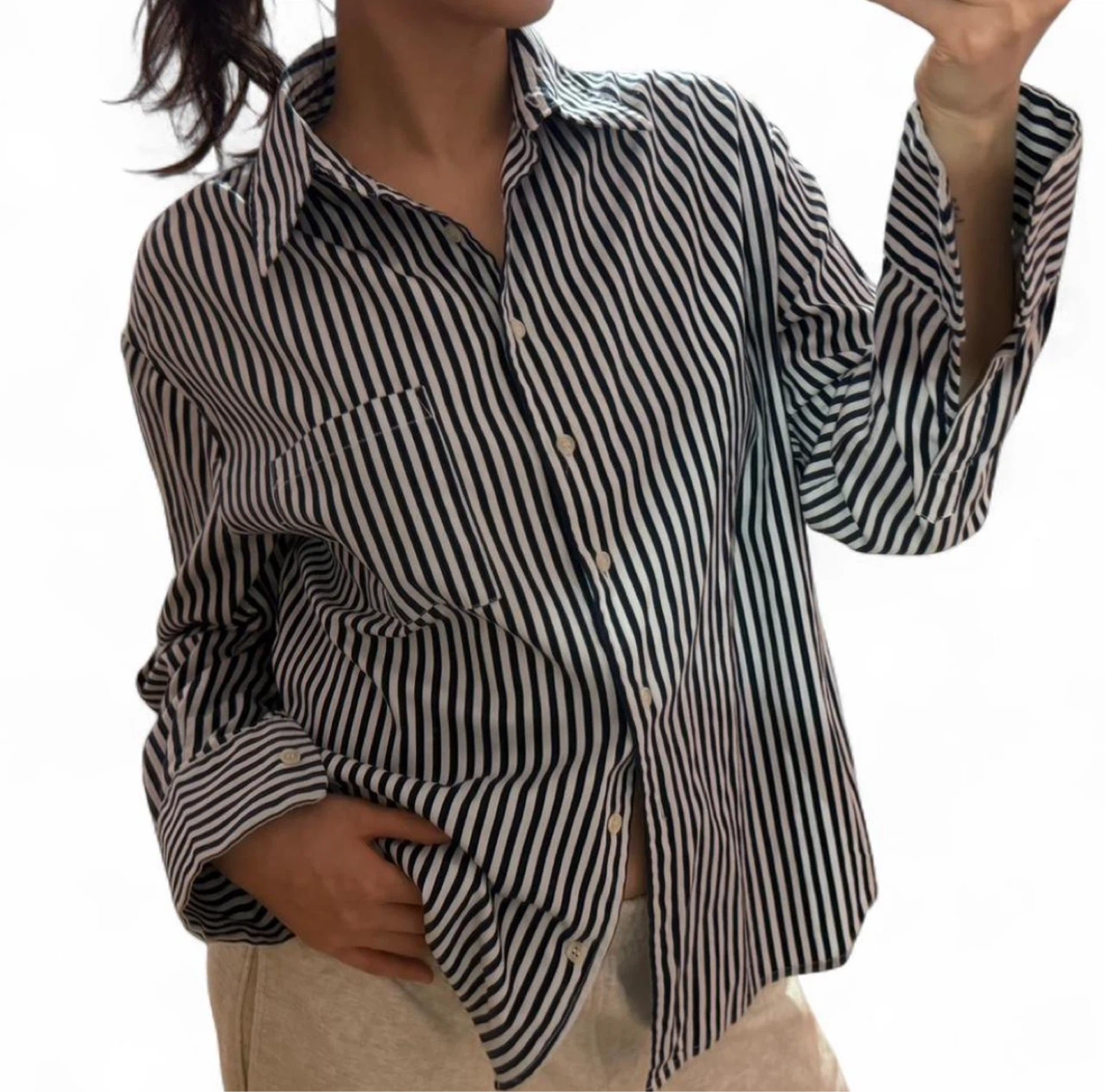 Reformation Striped Button-Up Shirt - photo 2