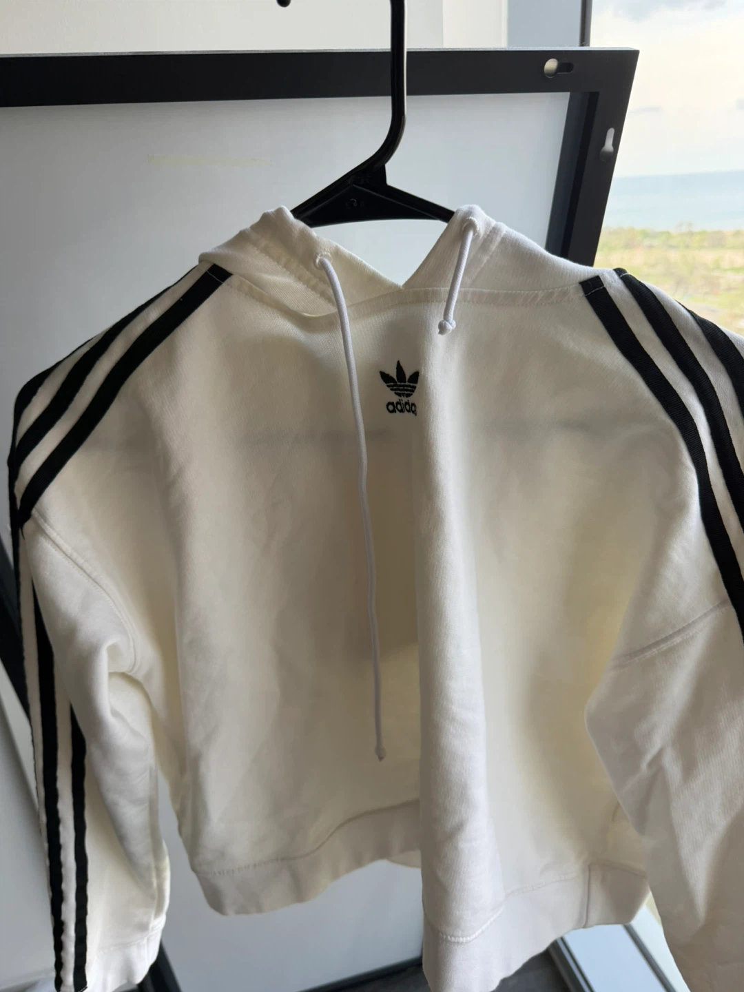 White Adidas Cropped Hoodie