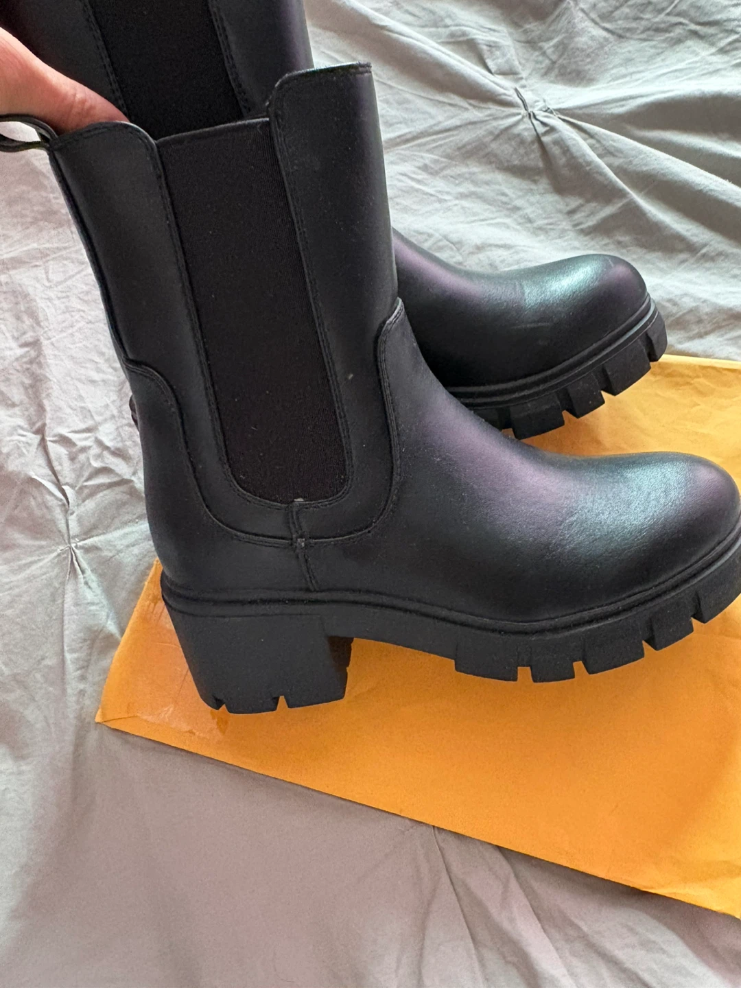 Black Ankle Boots with Lug Sole
