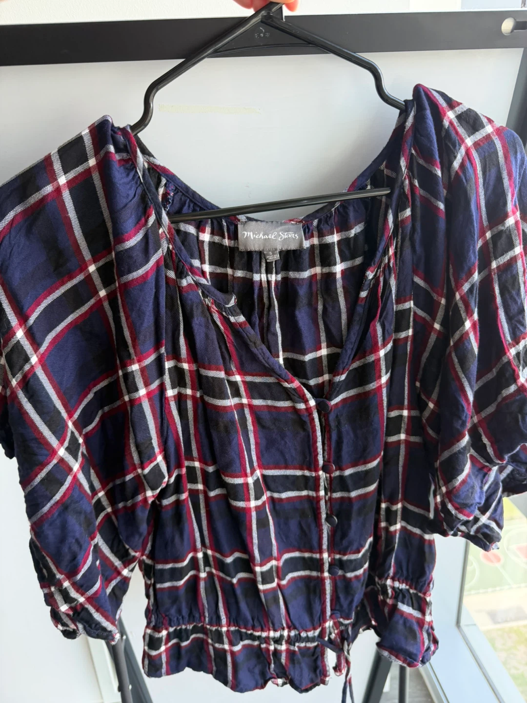 Michael Stars Plaid Button-Up Shirt - Size S