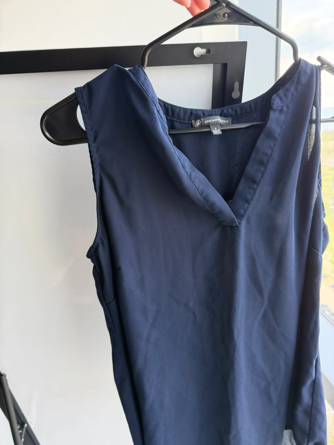 Adrianna Papell Navy Sleeveless V-Neck Top - Size S