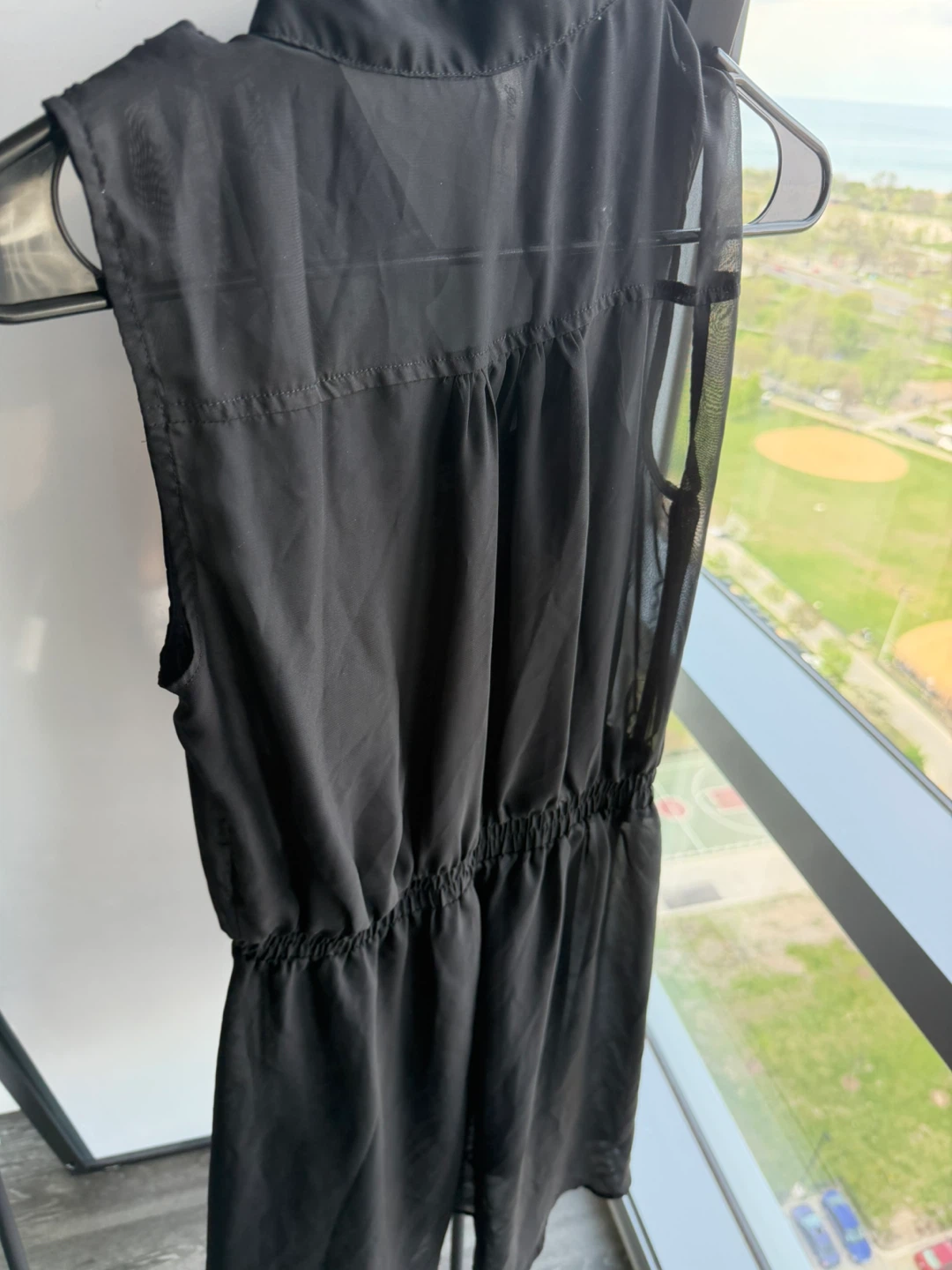 Black Sheer Sleeveless Button-Up Dress Size M - photo 2