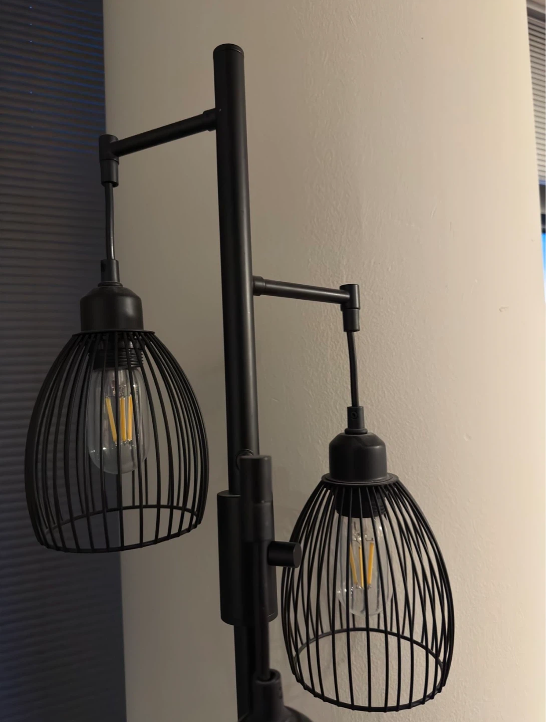 Black Metal Floor Lamp with 3 Caged Lights - photo 3