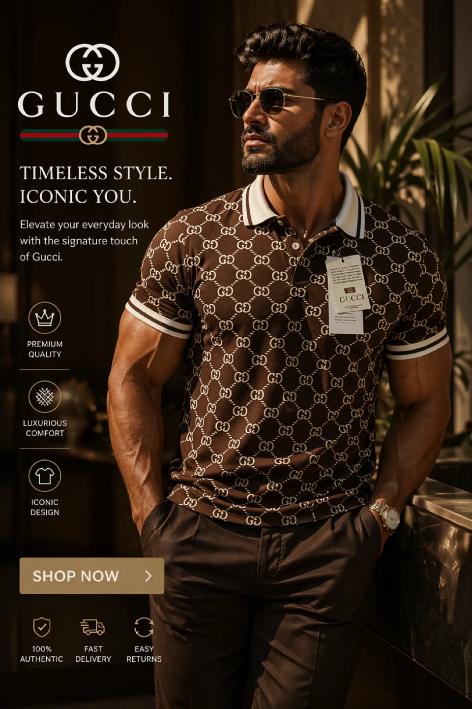 Gucci Brown GG Monogram Polo Shirt - photo 2