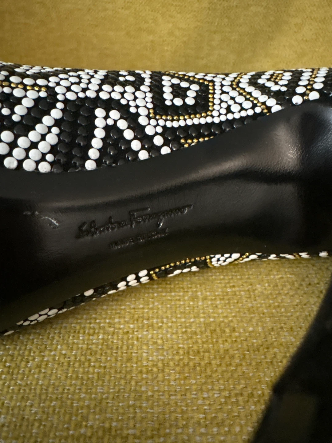 Salvatore Ferragamo Heels Black White Gold Beaded Pumps - photo 2