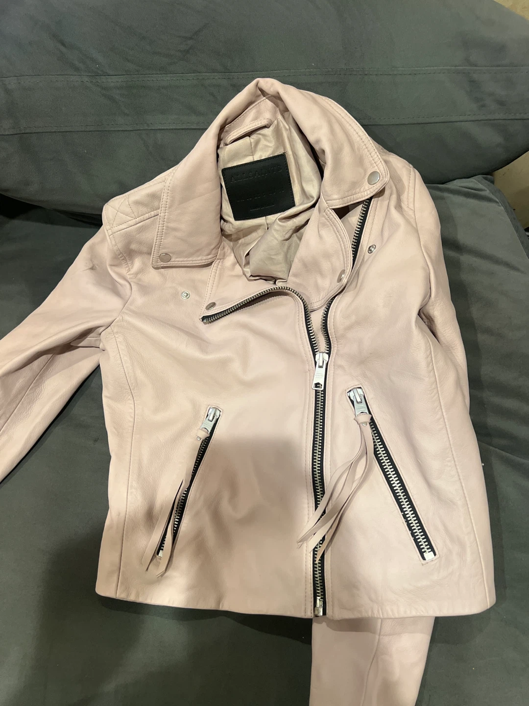 AllSaints Pink Leather Biker Jacket - photo 2