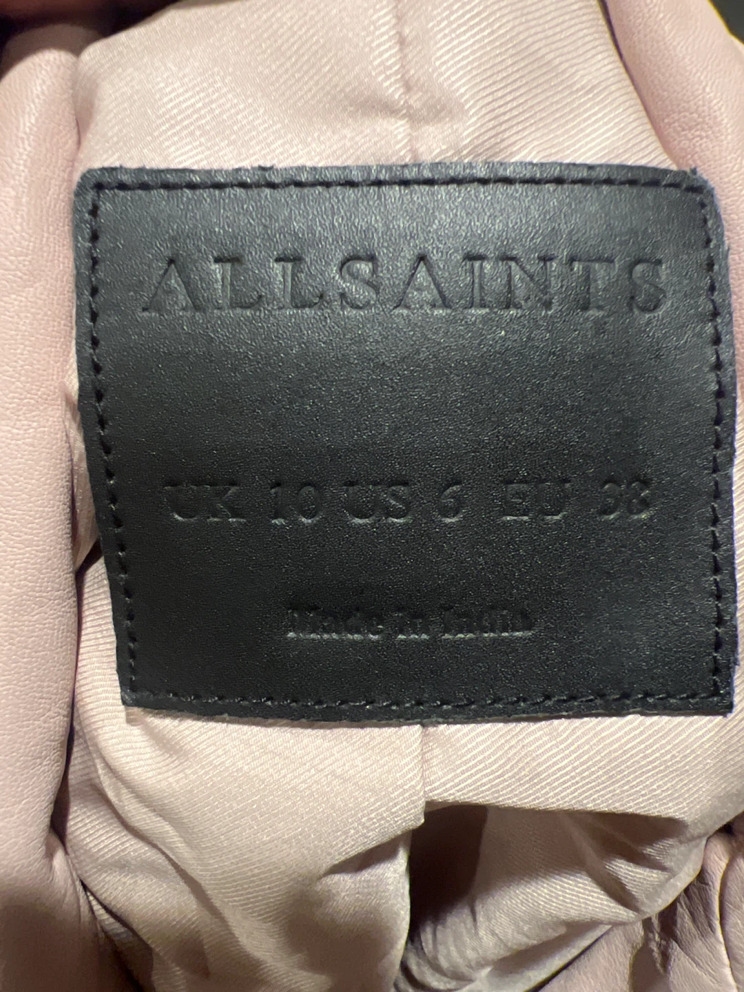 AllSaints Pink Leather Biker Jacket