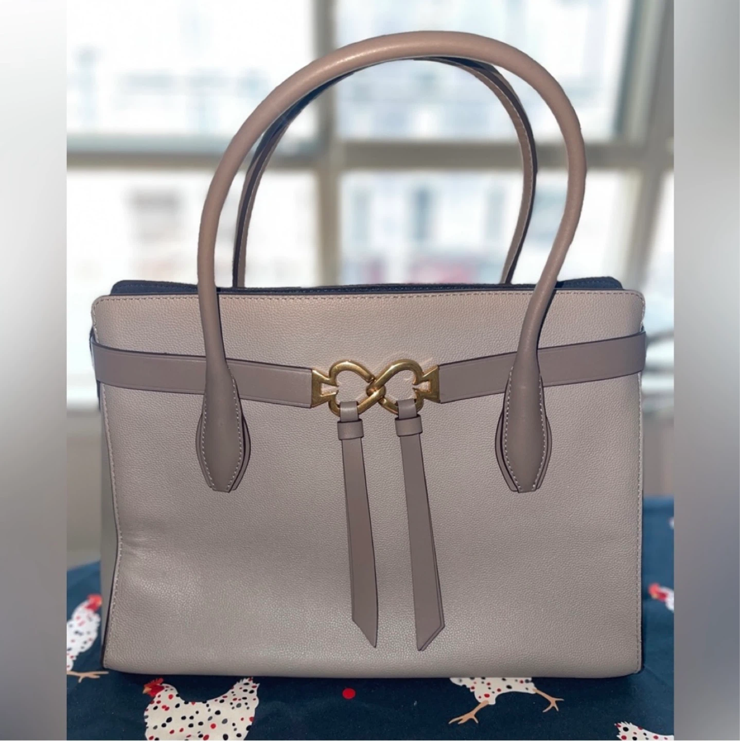 Kate Spade Large Gray Toujours Grain Leather Satchel Bag - photo 4