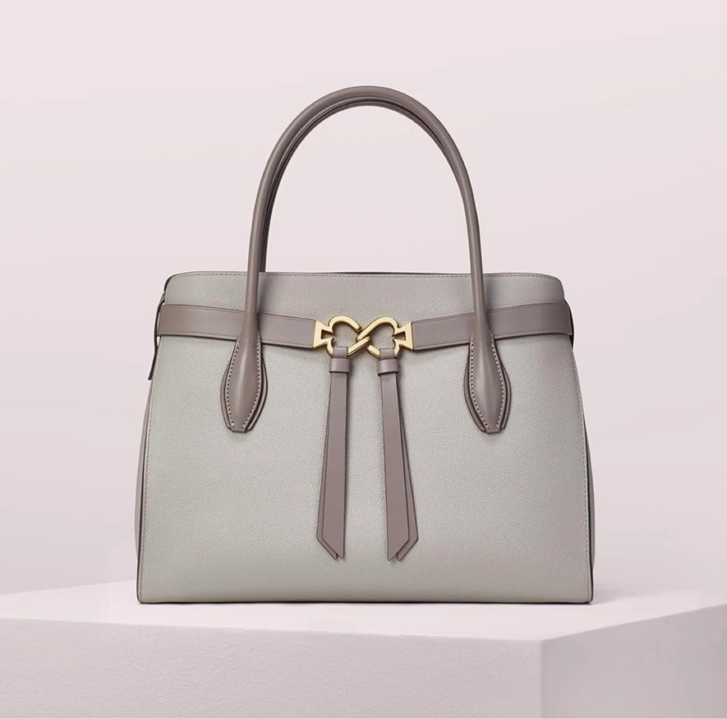 Kate Spade Large Gray Toujours Grain Leather Satchel Bag