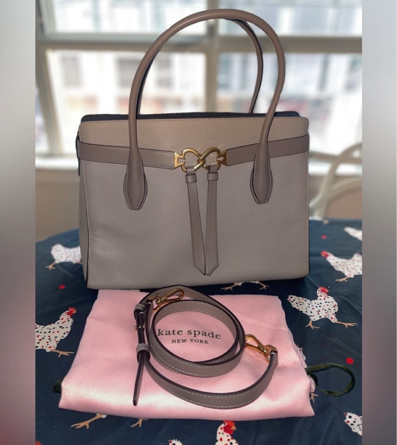 Kate Spade Large Gray Toujours Grain Leather Satchel Bag - photo 3