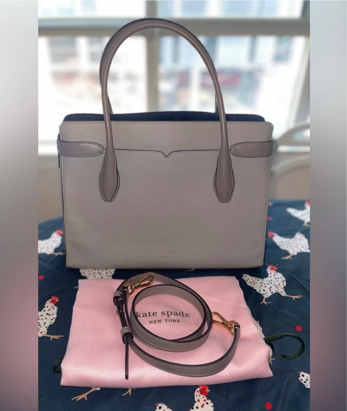 Kate Spade Large Gray Toujours Grain Leather Satchel Bag - photo 5