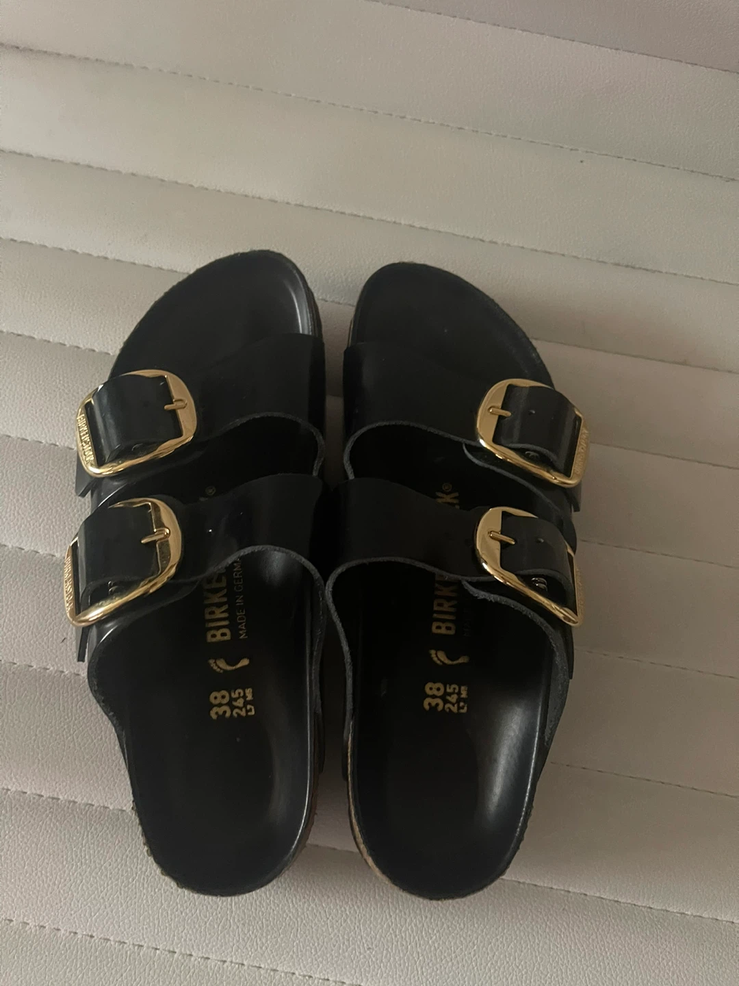Birkenstock Black Patent Leather Arizona Sandals - Size 38 - photo 4