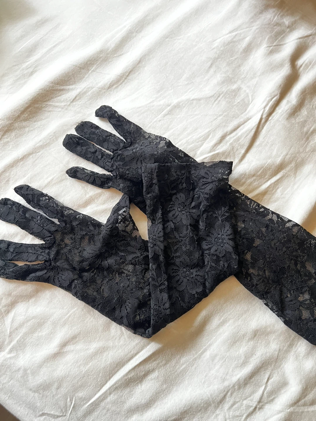 Black Lace Gloves - Long - photo 2