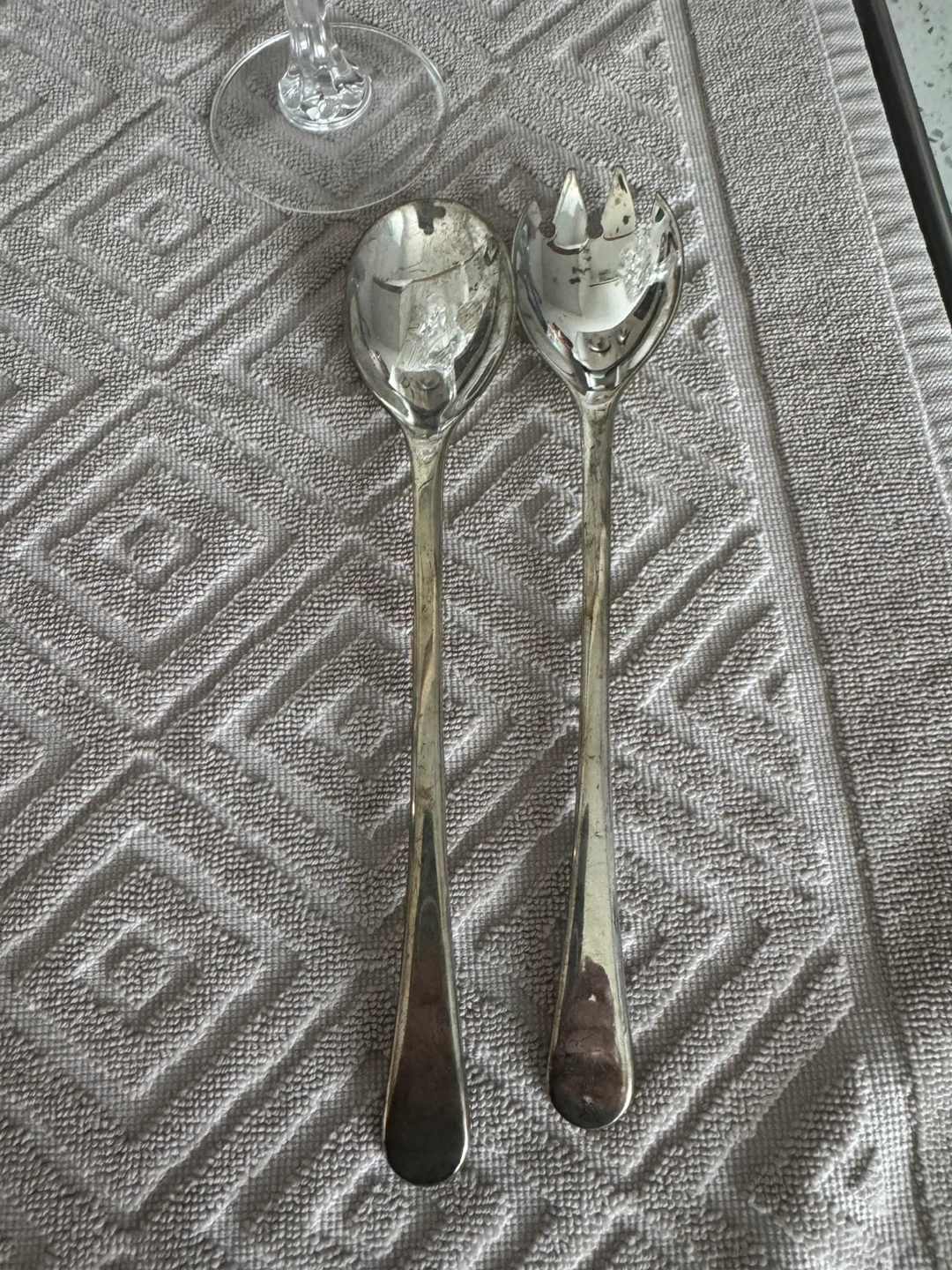 Glass Wine Goblet and Silverware Serving Set - photo 2