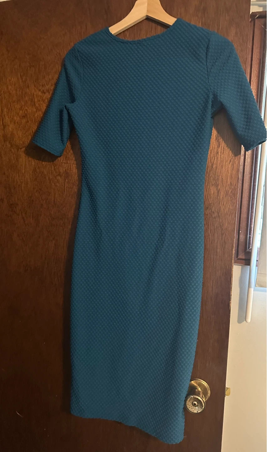 Teal Textured Midi Dress - photo 2