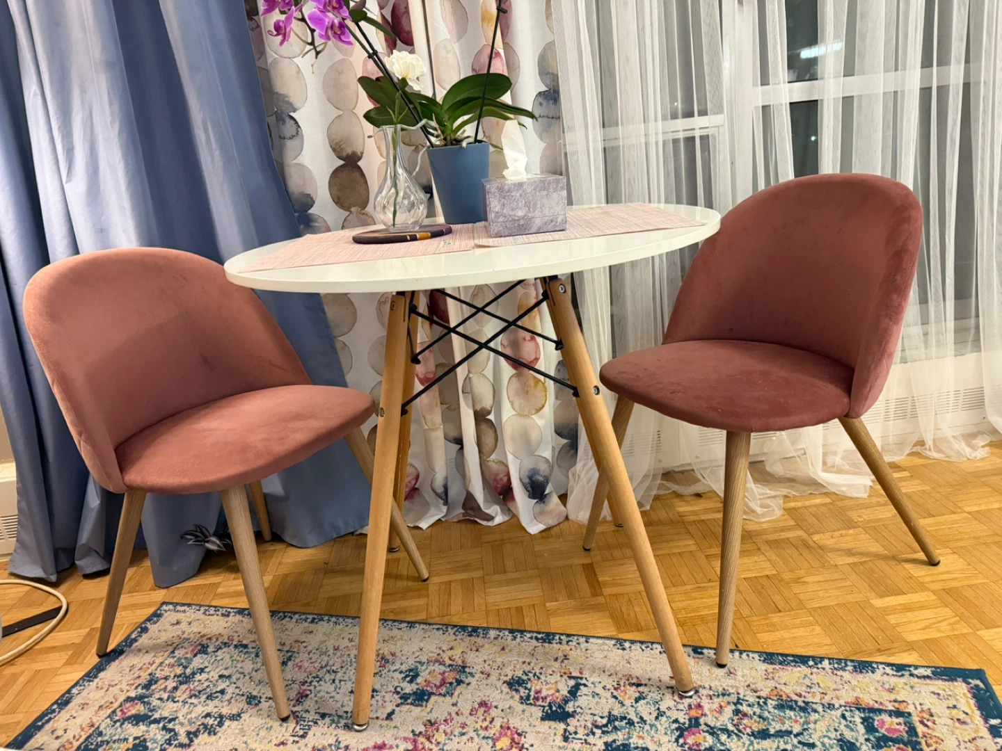 Velvet Dining Chairs (Set of 2) - Dusty Rose