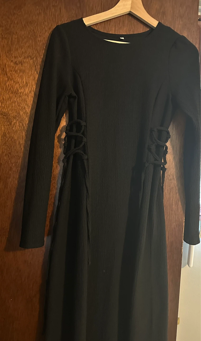 Black Lace-Up Side Dress