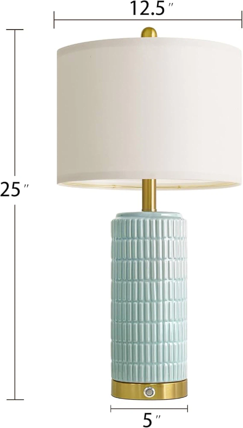PoKat Table Lamps (Set of 2) - Blue Ceramic, Touch Dimmable - photo 5