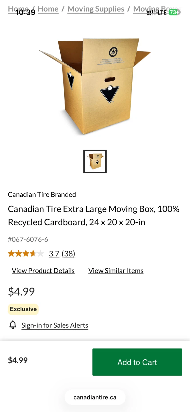Canadian Tire Extra Large Moving Box - photo 4