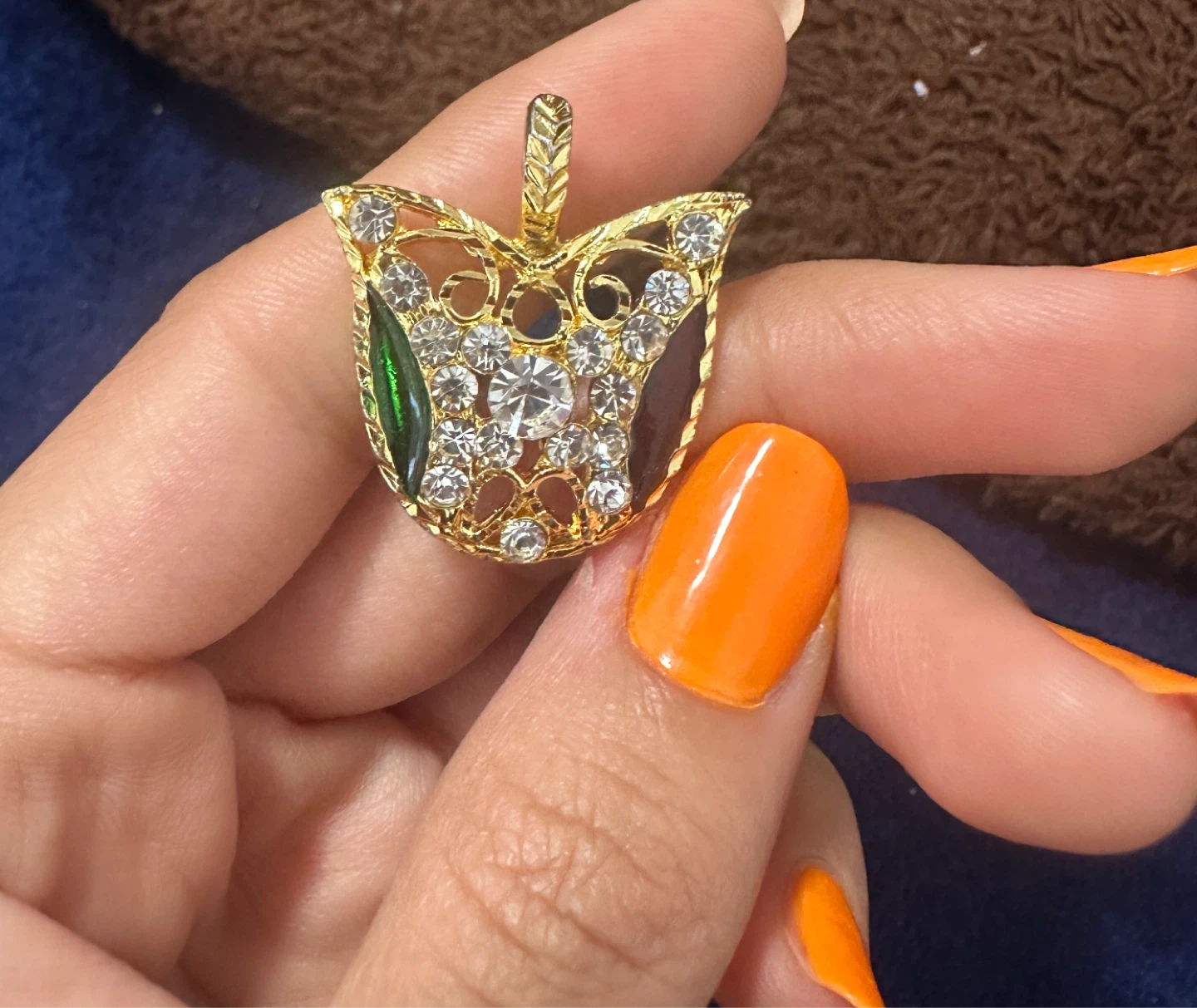 Gold-tone Tulip Pendant with Rhinestones - photo 2
