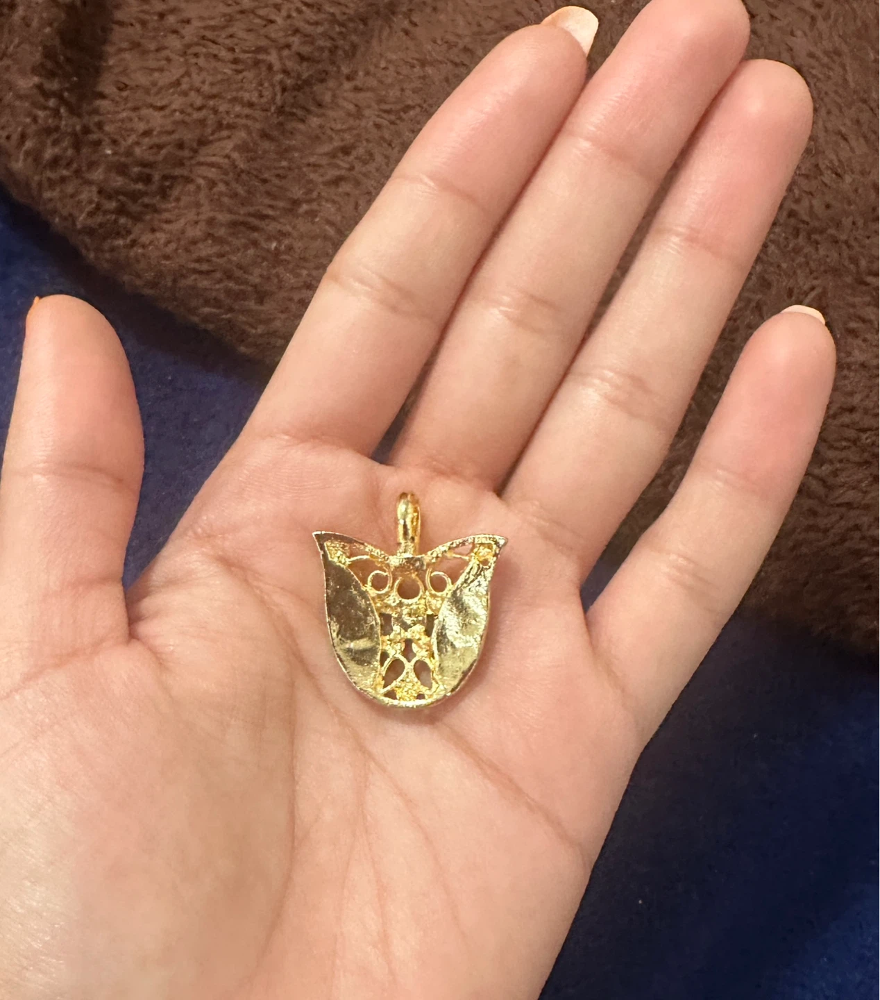 Gold-tone Tulip Pendant with Rhinestones - photo 5