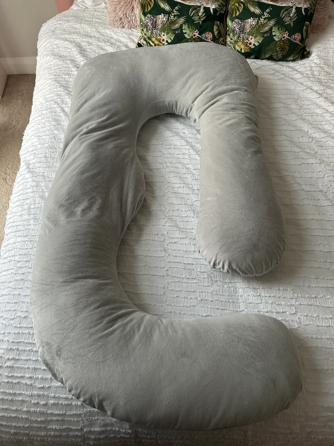 Grey U-Shaped Maternity Pillow