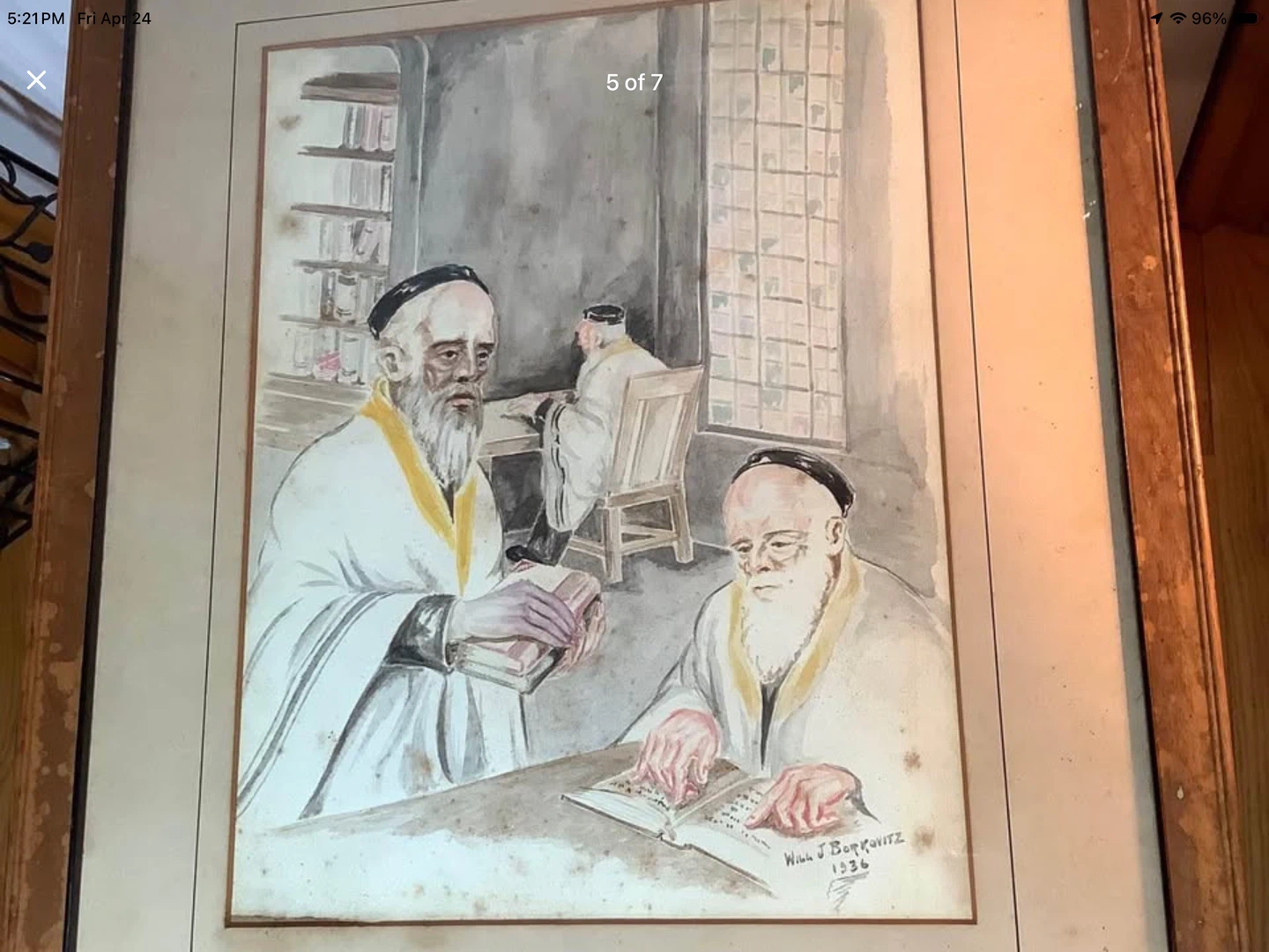 Vintage 1936 Judaica Watercolour Ptg by Will J. Borrovitz 🐞 - photo 5