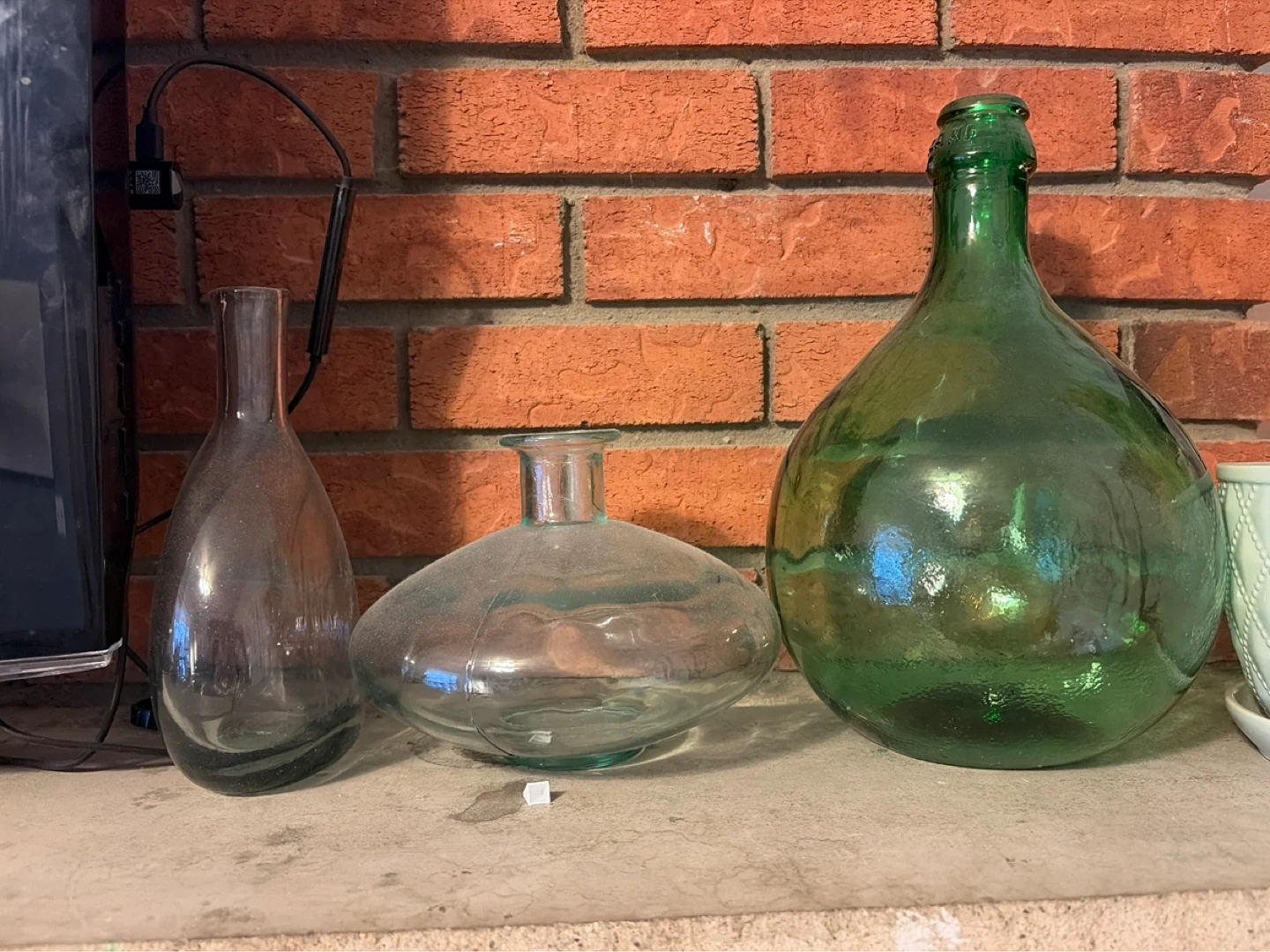 Set of 3 Decorative Glass Bottles