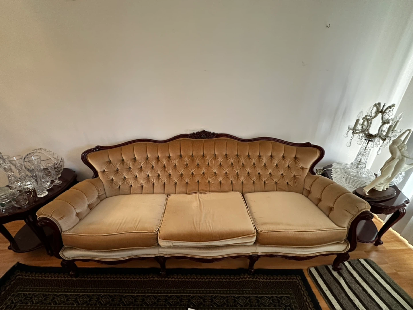 Vintage Tufted Armchair and Sofa Set