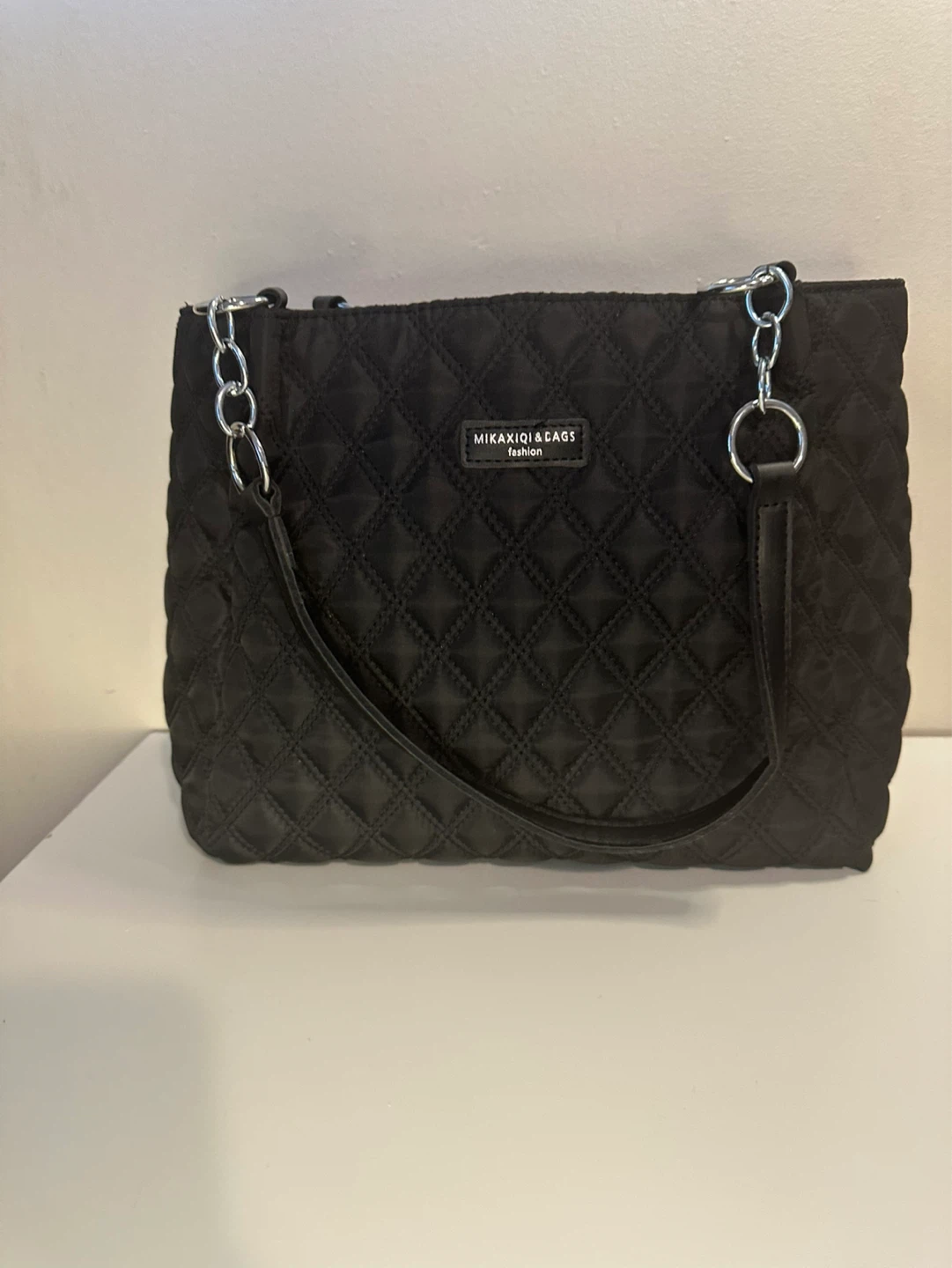 Black Quilted Tote Bag