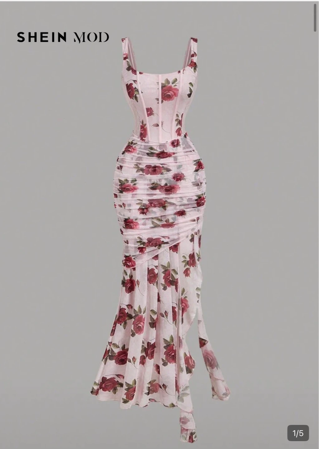 SHEIN MOD Floral Ruched Corset Dress - photo 2