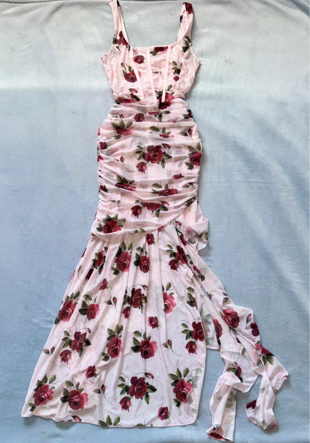 SHEIN MOD Floral Ruched Corset Dress