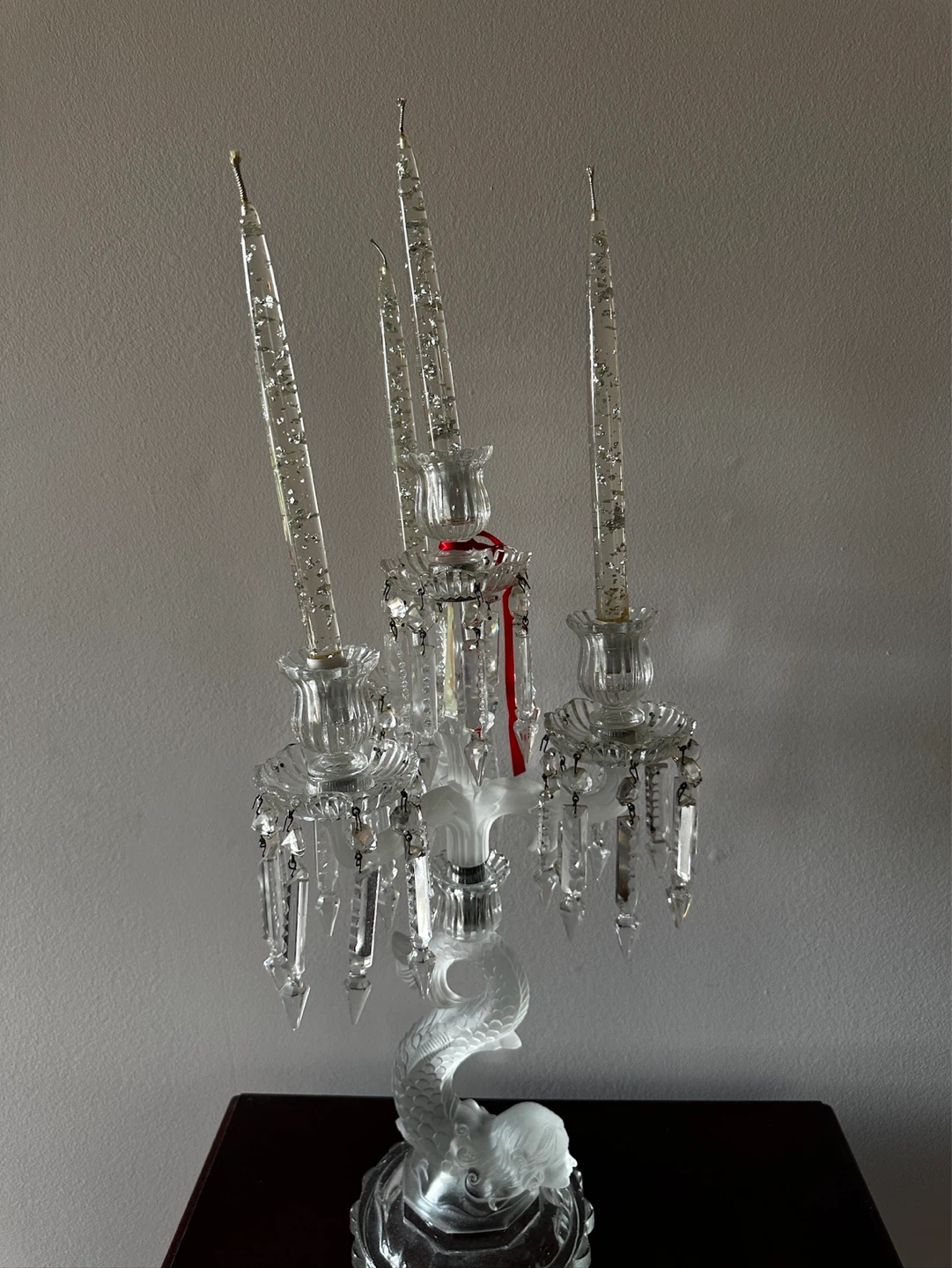 Crystal Candelabra with Dolphin Base