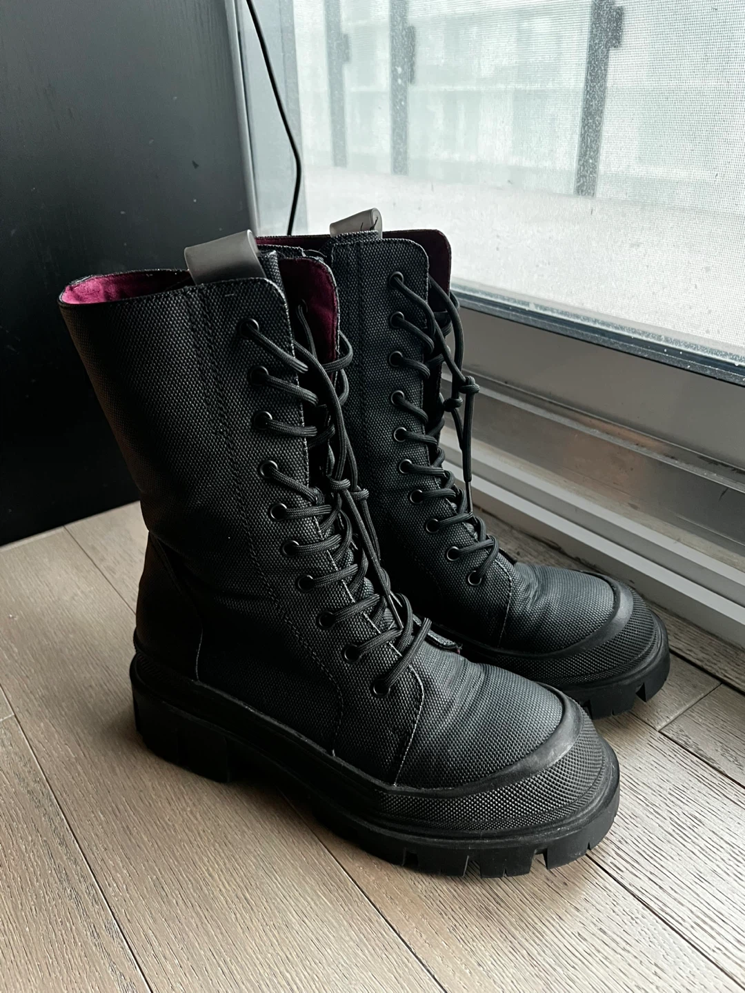 Black Lace-Up Combat Boots