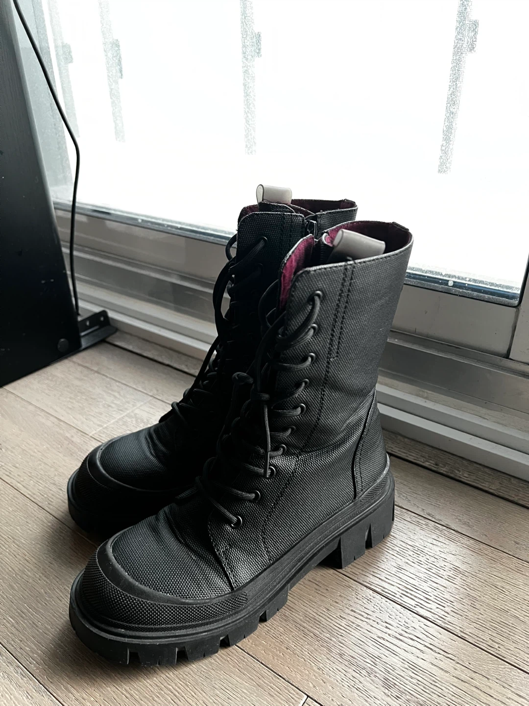 Black Lace-Up Combat Boots - photo 4