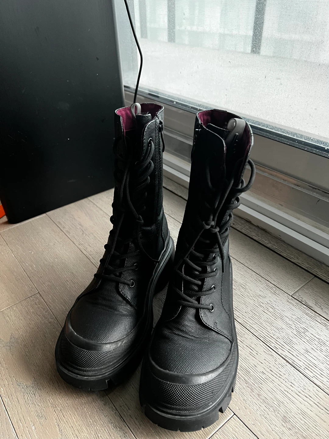 Black Lace-Up Combat Boots - photo 3