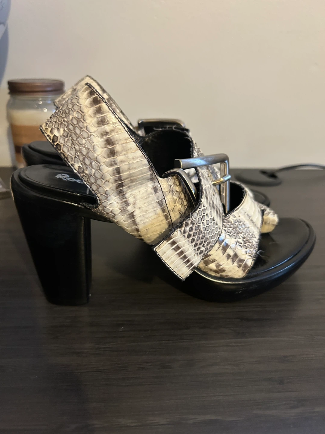 Rocco P Snake Print Heeled Sandals Size 38 - photo 2
