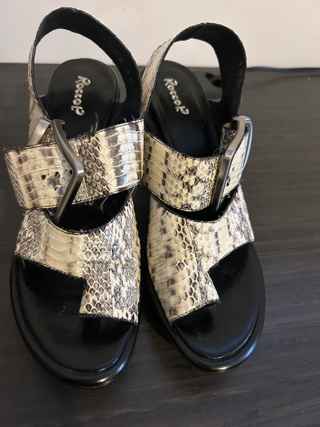 Rocco P Snake Print Heeled Sandals Size 38