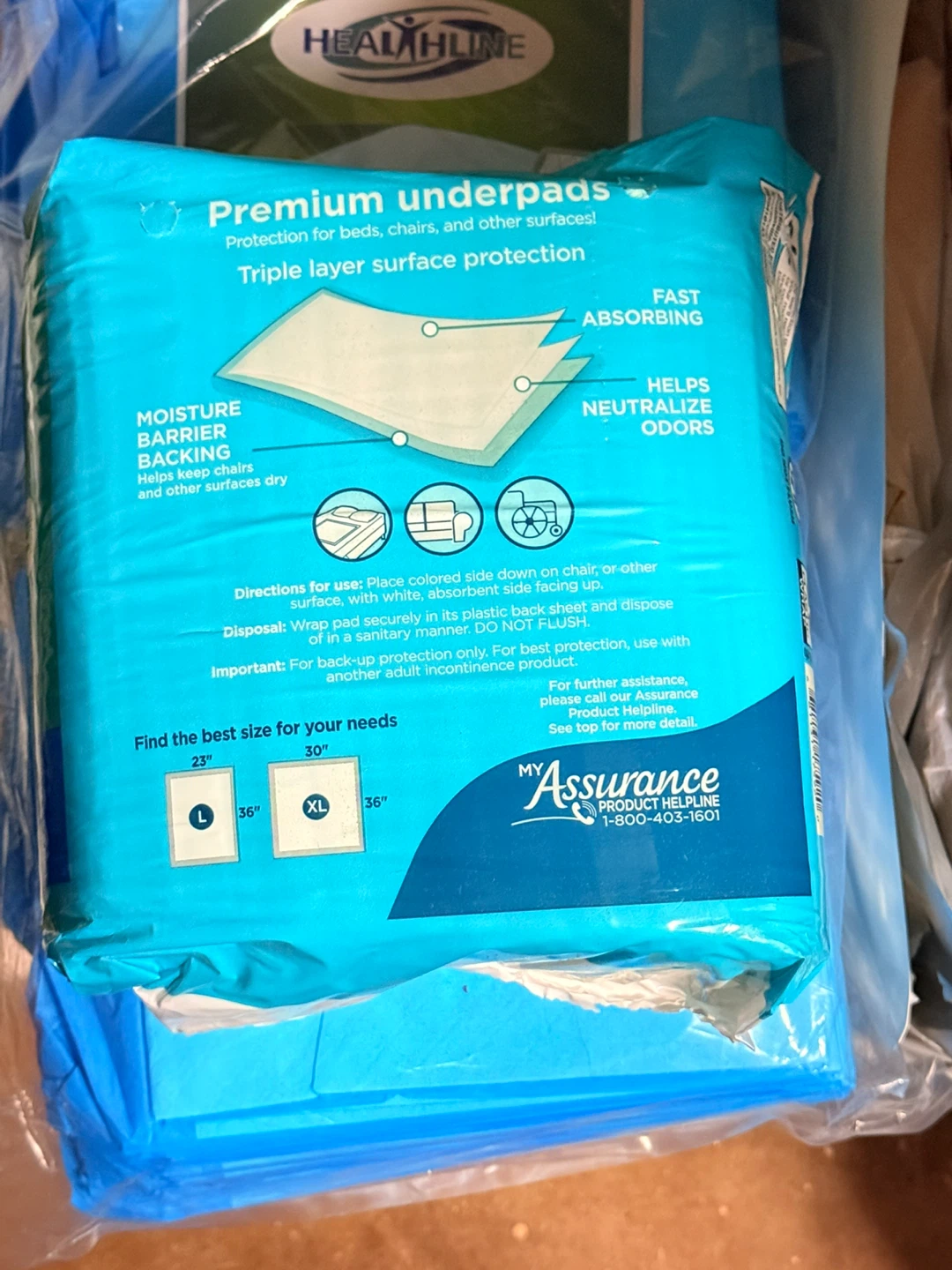 Assurance Premium Underpads, Large, 18 Count - photo 2