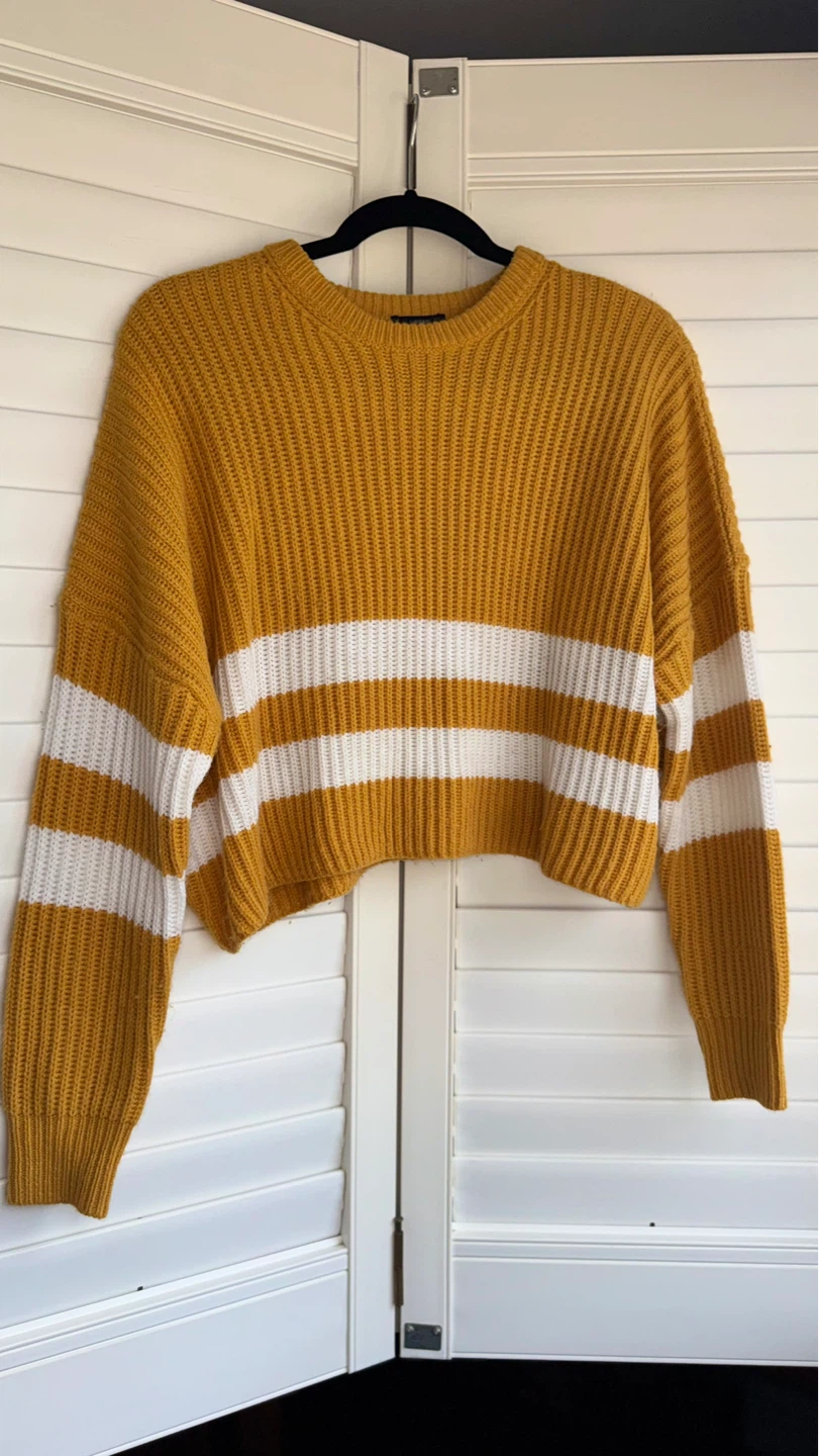Urban Heritage Mustard Yellow & White Striped Sweater - photo 2