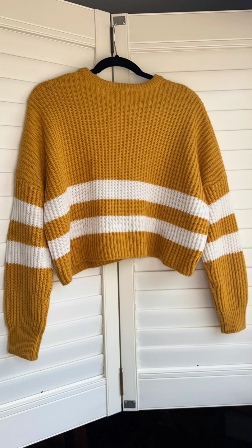 Urban Heritage Mustard Yellow & White Striped Sweater
