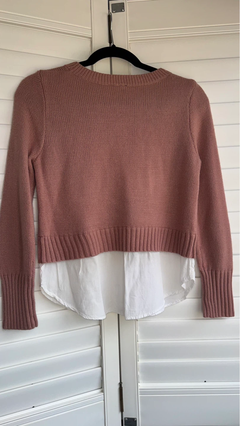 H&M Divided Pink Knit Button-Front Shirt Sweater XS - photo 2