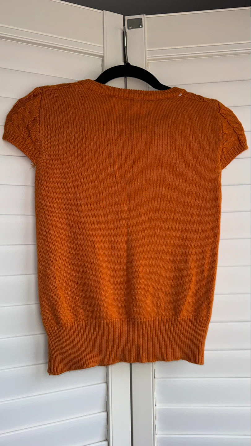Vintage Orange Cable Knit Short Sleeve Sweater - photo 2